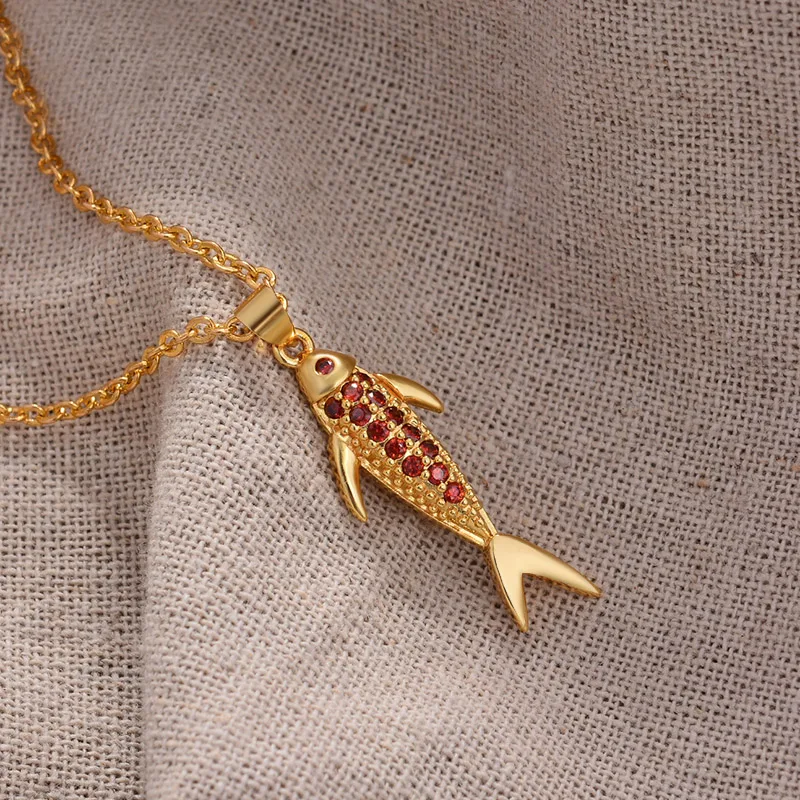 MMC Womens Necklaces Fish Design Stone Bridel Pendants