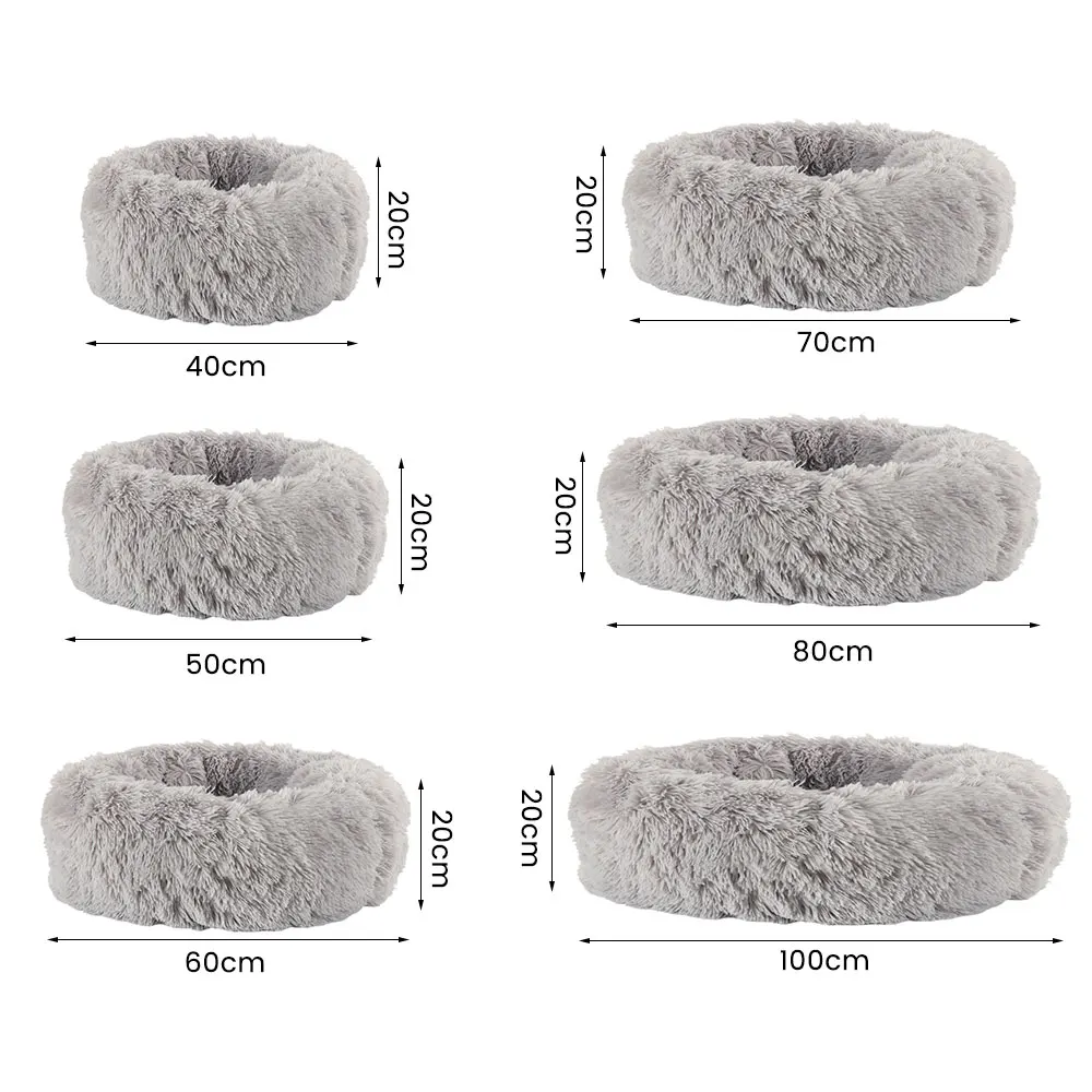 Super Soft Pet Cat Dog Bed Long Plush Round Cats Winter Warm Sleeping Mats Bag Puppy Cushion Mat Portable Cat Product 50/60/70cm