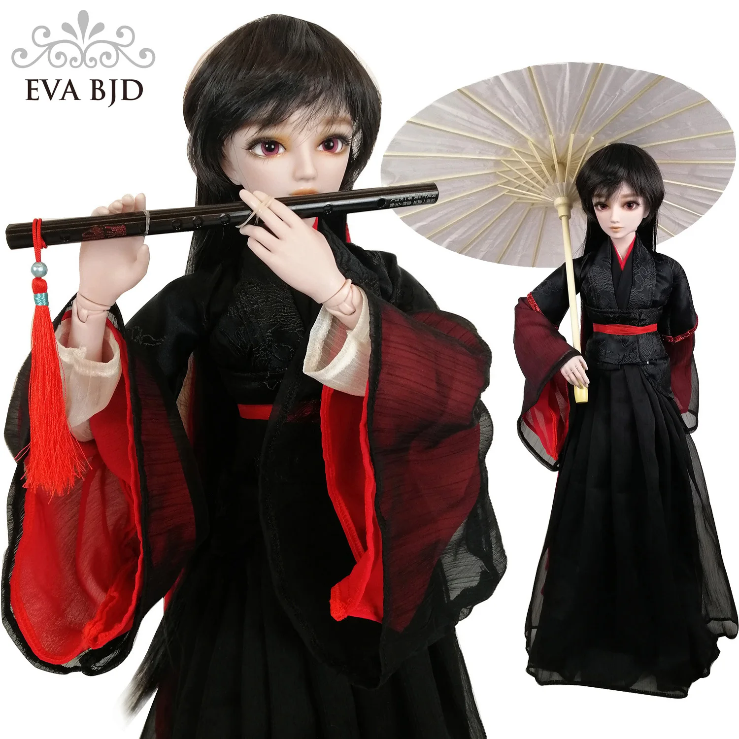 EVA BJD 1/3 60 см 24 дюйма кукла мужской мальчик ручной работы макияж черный китайский костюм игрушка мяч шарнирная BJD полная одежда парик обувь