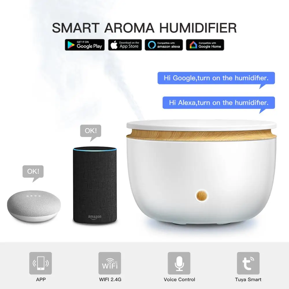 Preise GXDiffuser Smart Wifi Drahtlose Öl Diffusor Luftbefeuchter App Voice Control Aromatherapie Diffusor mit Amazon Alexa Google Hause