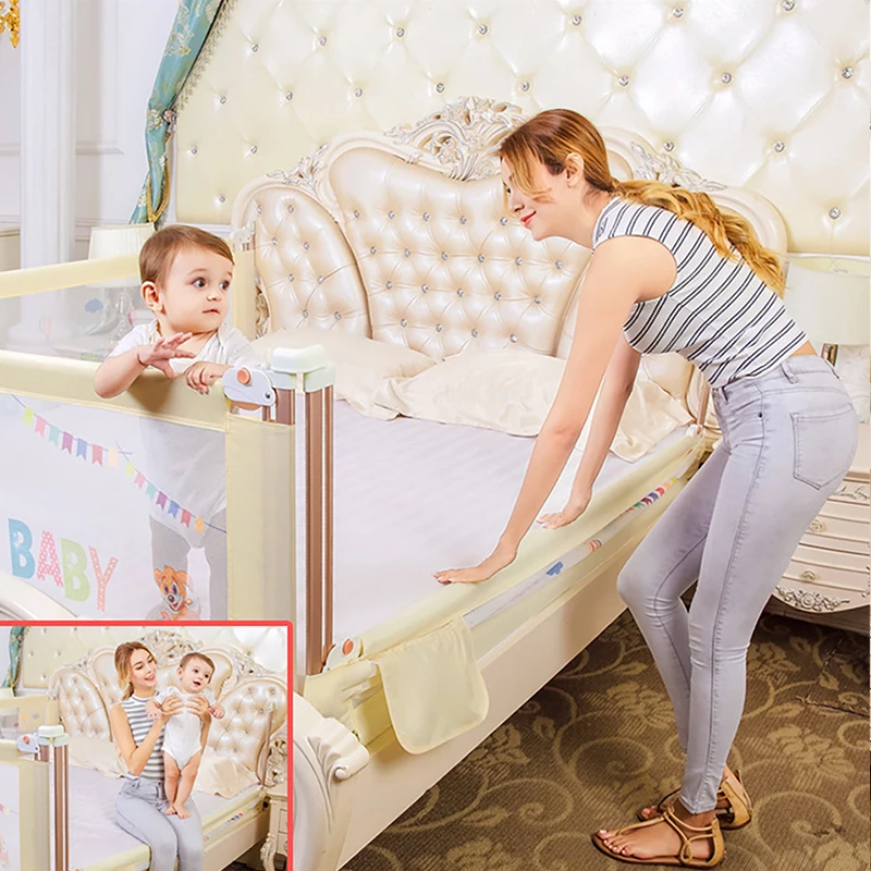 IMBABY Safety Barrier for Children's Beds Crib Bumpers Child Bed Barrier Cute Cartoon Sky Blue Baby Bed Guardrail Protect Baby