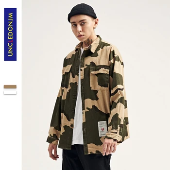 

UNCLEDONJM Camouflage Long Sleeve Shirts Men Hip Hop Casual Pocket Button Up Shirts Fashion Streetwear Tops MAR-930