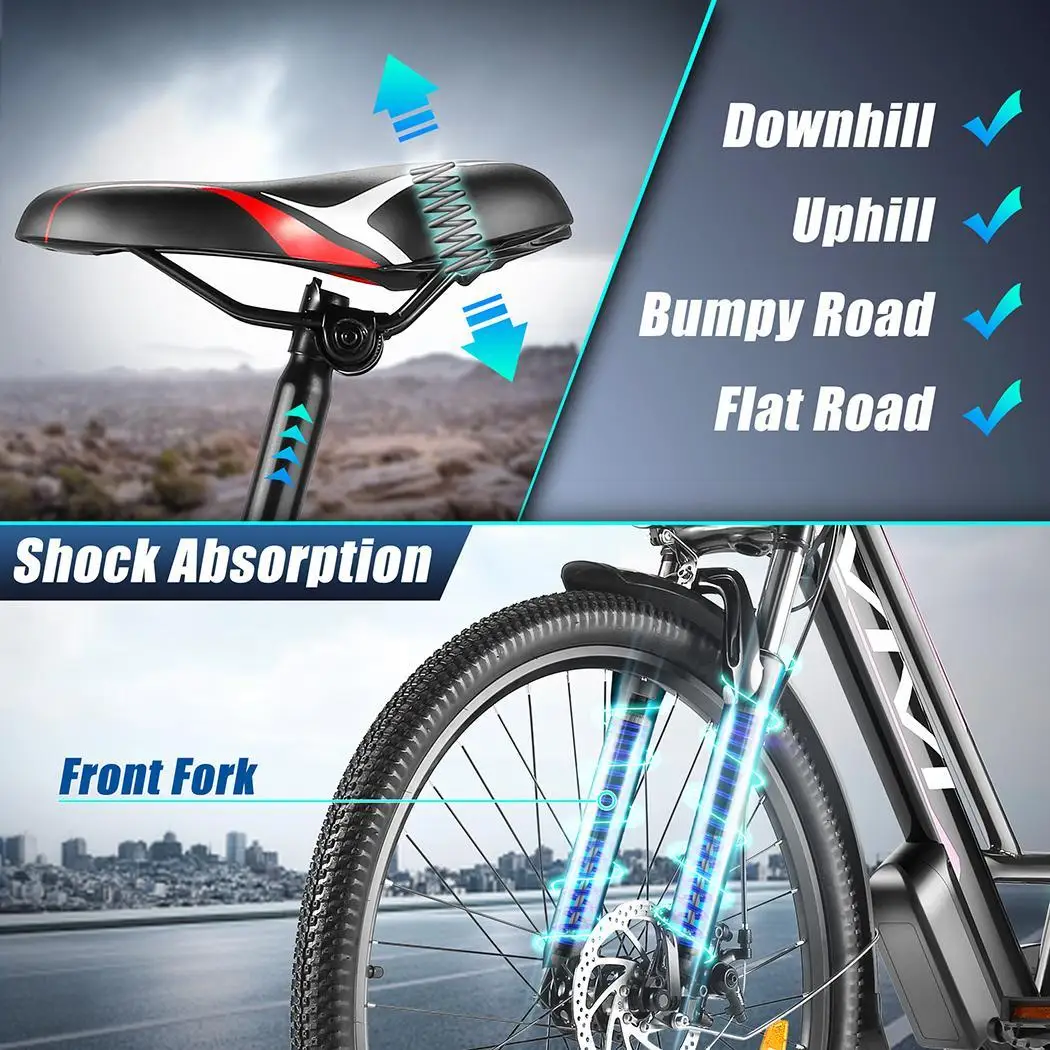 26inch 350W Electric Mountain Bike E-bike Bicycle Adults Ebike 7 Speed Gears Removable 8Ah Battery 3