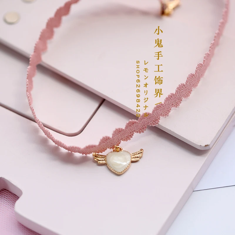 Necklace Розовый синий цвет мечты японский ручной заколка в виде бантика мягкой сестра лук аксессуары для волос головной убор в стиле "Лолита" - Цвет: Necklace