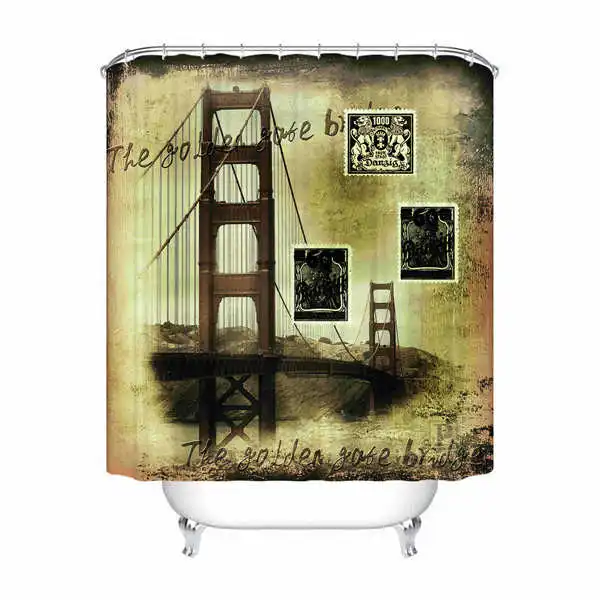 Shower Curtain Пользовательские водонепроницаемые занавески для душа в стиле ретро с принтом в стиле ретро декор для ванной комнаты различных размеров#180324-01-18 - Цвет: Shower Curtain
