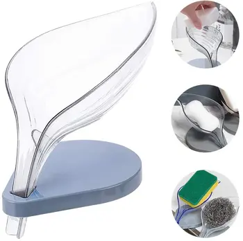 

Soap Holder Leaf Shape Bathroom Soap Dish Not Punched Non-Slip Sink Sponge Drain Box for Shower Bathroom Kitchen