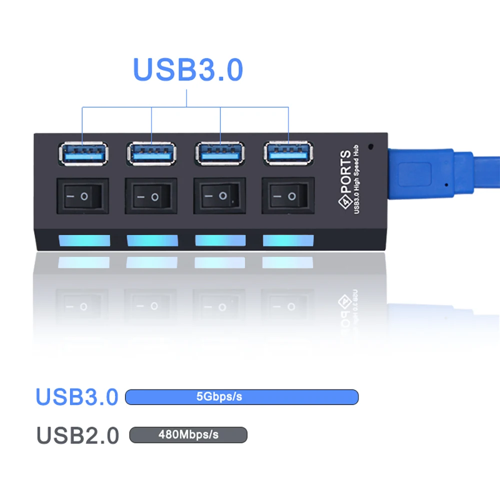 USB Hub 3.0 Hub USB 3 USB 2.0 Multi USB Splitter Power Adapter 4/7 Port Multiple Expander 2.0 with Switch for PC Accessories