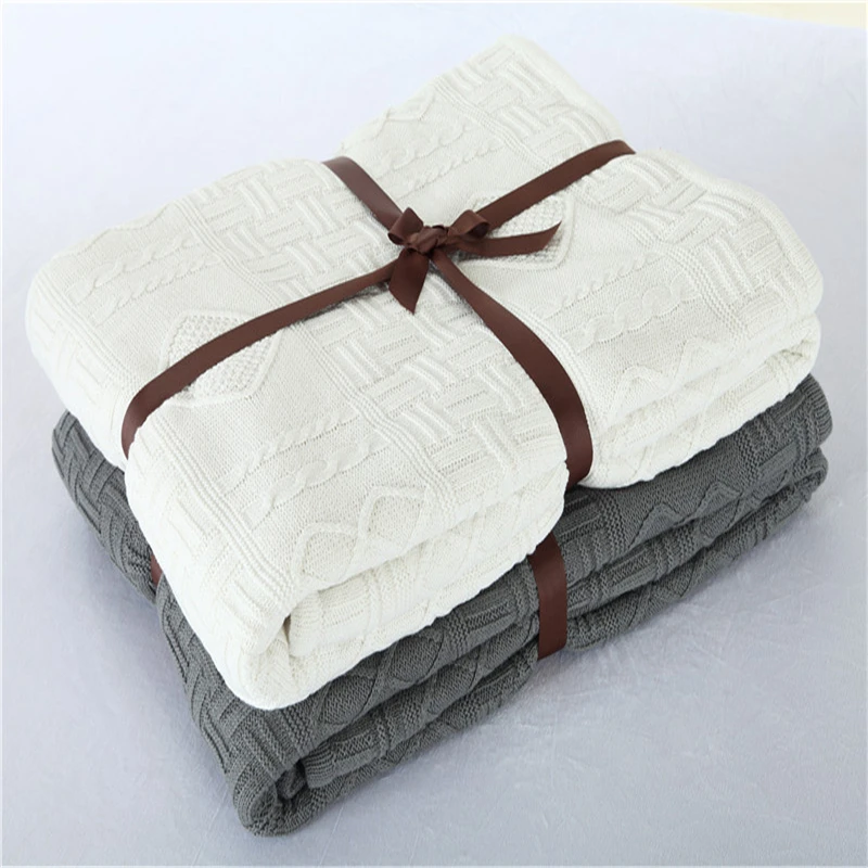 130 см X 160 см, 3 цвета, Скандинавское одеяло, вязаное плюс бархатное покрывало для дивана, зимнее постельное белье, теплое мягкое одеяло, покрывало для кровати