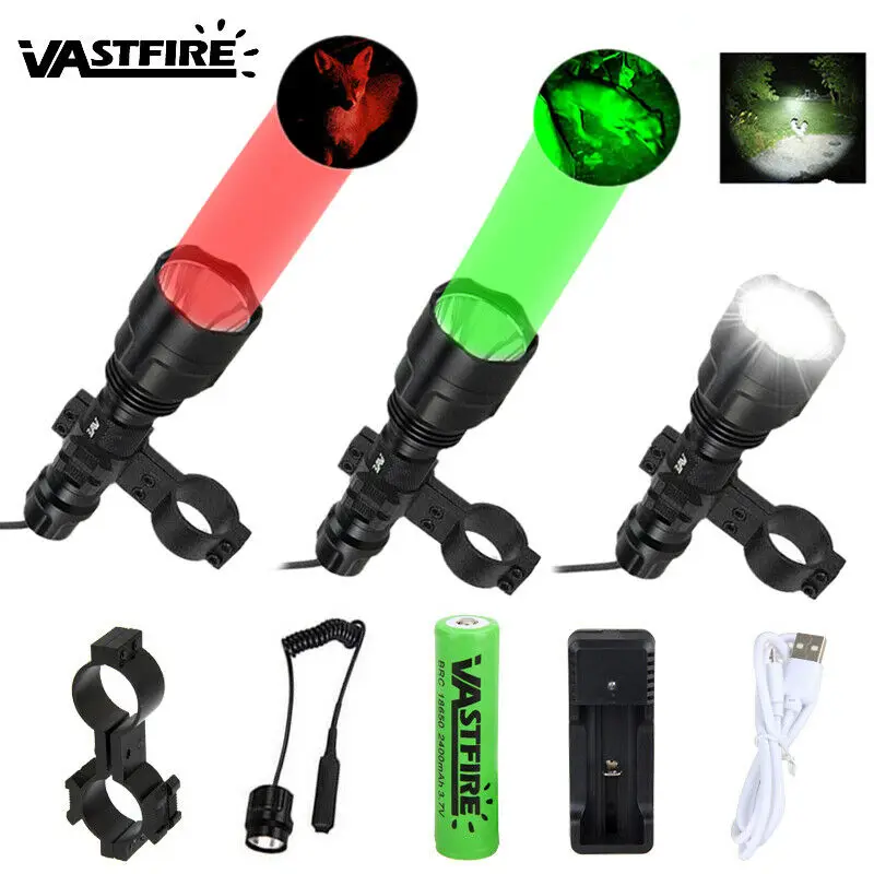 

C8 Tactical Hunting Flashlight XML T6 LED Airsoft Weapons light Rifle Scope Torch Scout Gun Lamp Remote switch 18650 USB Charger