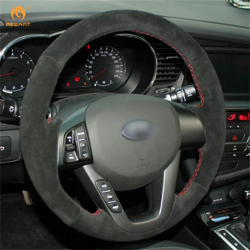 Чехол на руль автомобиля MEWANT черный замшевый чехол для Kia K5 2011 2012 2013 Optima