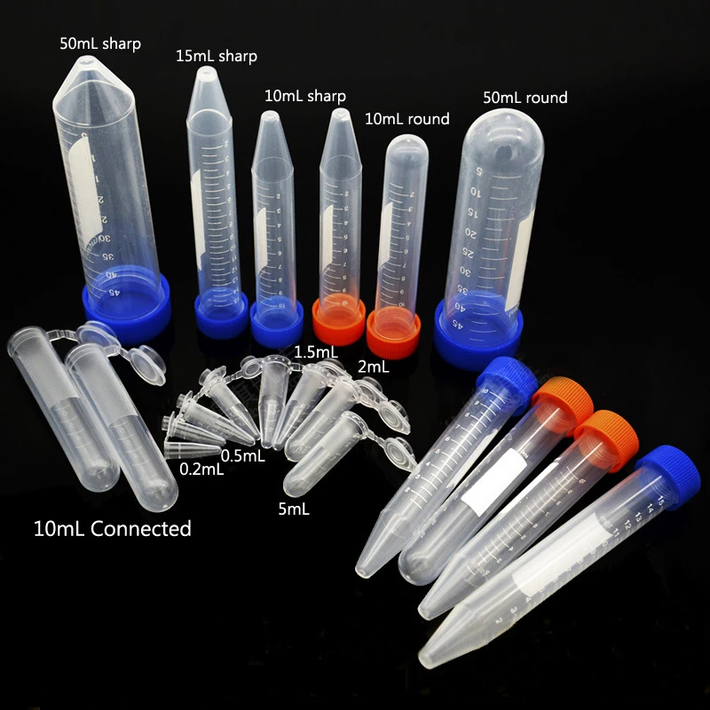 

All Sizes Laboratory Plastic Centrifuge Tube Vial Microcentrifuge micro tube Screw and Snap Caps Lab Containers