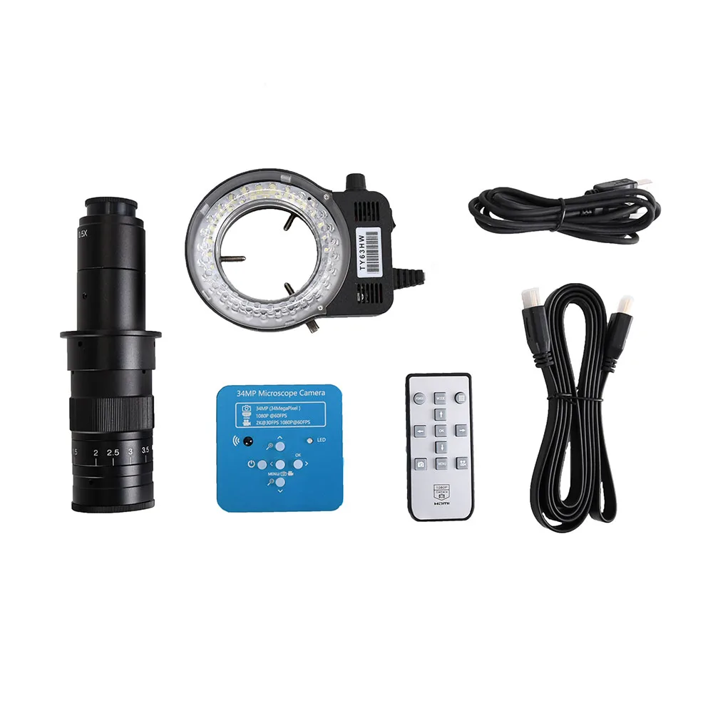 FHD 34MP USB промышленный электронный цифровой видео микроскоп камера 130X 180X 300X C крепление объектива для телефона PCB пайки 6 типов