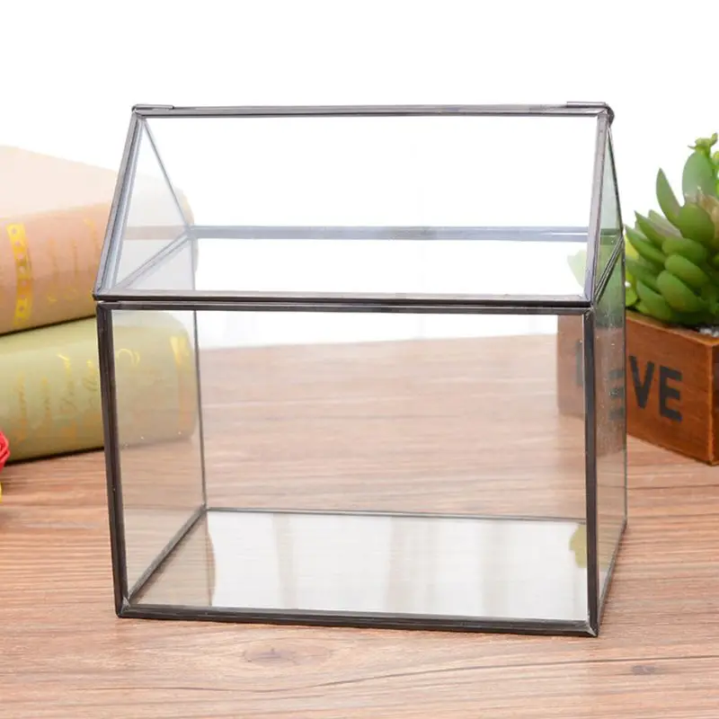 

Geometric Geometric Glass Terrarium Box Handmade House Shape Close Glass Table Top DIY Display Planter Windowsill Flower Pot for