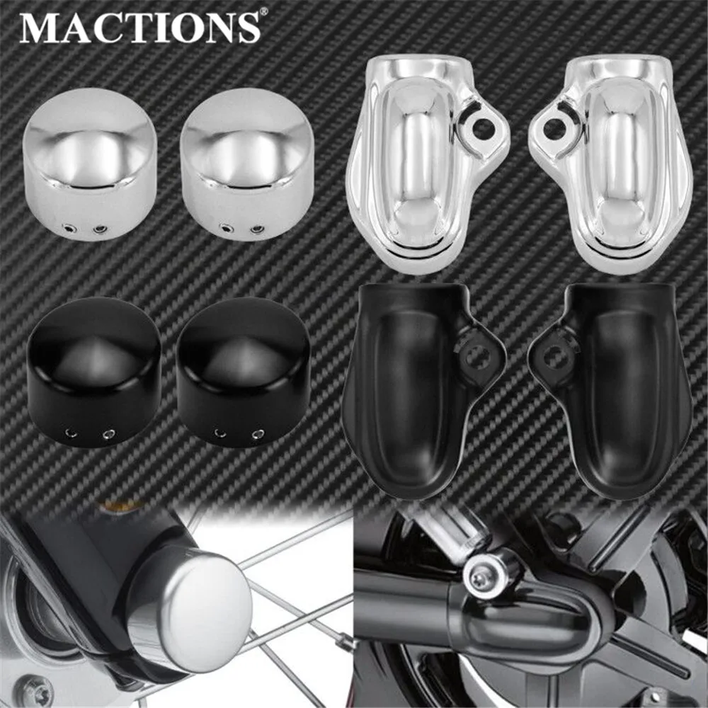 

Motorcycle Black/Chrome Rear Wheel Shaft Cap Side Protector Guard Front Axle Nut Cover Cap Bolt Aluminum For Harley Night Rod