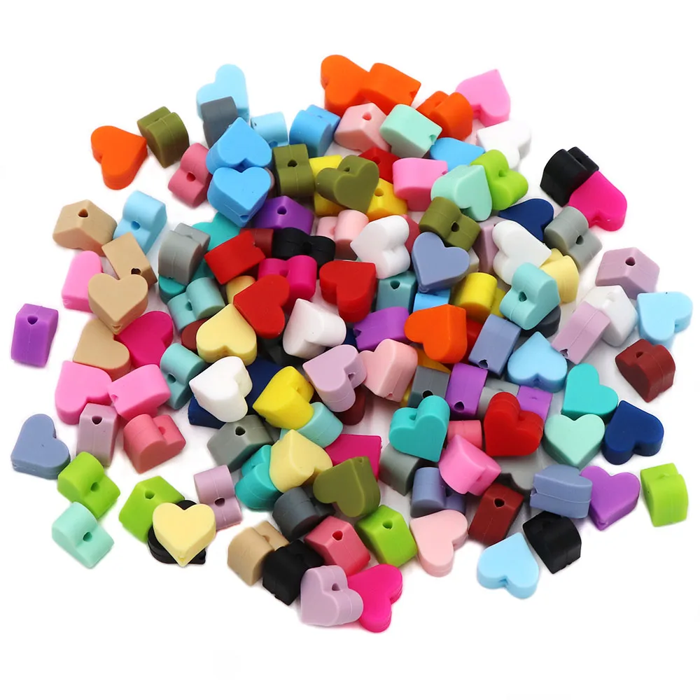 BOBO.BOX 10pc Love Heart Silicone Beads Teething Accessories Food Grade Silicone Teether BPA Free Eco-friendly Baby Teether Toys 4