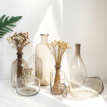 

Nordic Ins Bubble glass vase smoke gray terrarium glass Containers Wedding Bottle Home decoration jarrones decorativos moderno