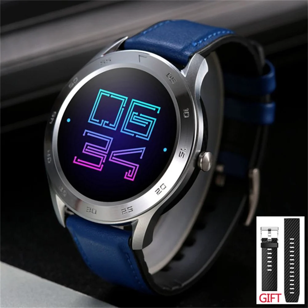 Смарт-часы Slimy DT98 для мужчин и женщин, Bluetooth, ECG PPG, Полный Круглый сенсорный экран, умные часы, водонепроницаемые IP68 для Android IOS - Цвет: Blue silver