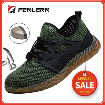 

FENLERN Safety work shoes for men Indestructible Steel Toe Anti-smashing Anti-puncture Non-slip Construction Safety boots