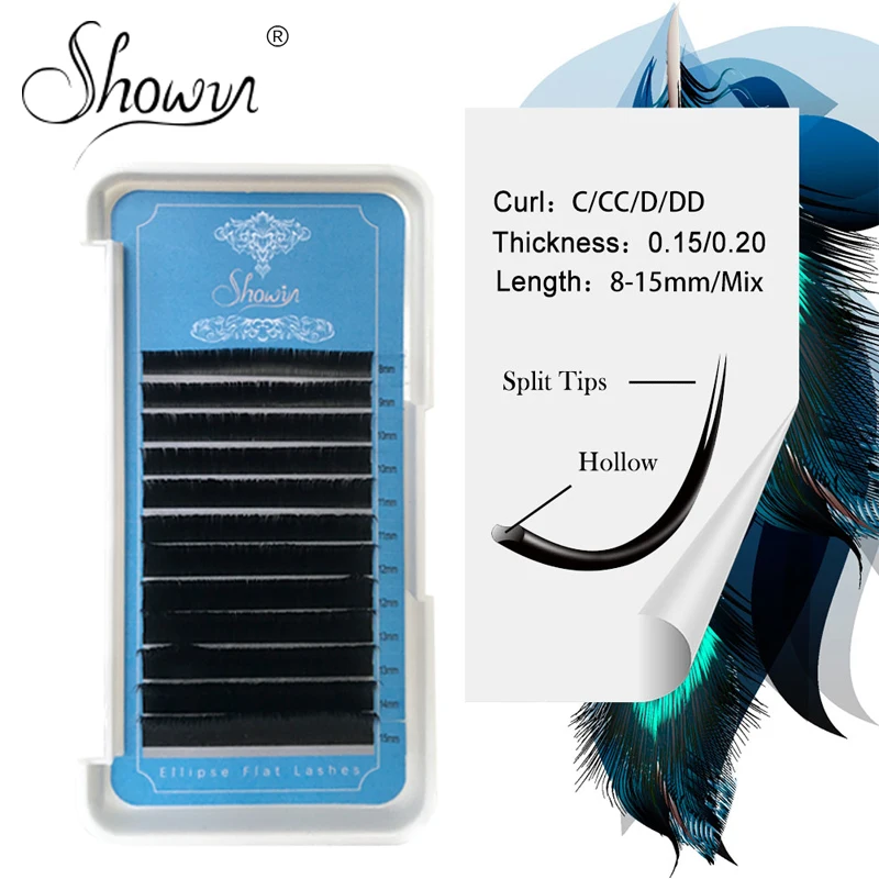 Матовые в виде плоского эллипса ресницы удлинение мягкие наконечники легкий вес