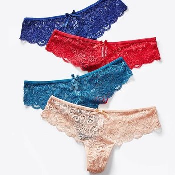 

6 Color Gift Full Beautiful Lace Women's Sexy Lingerie Thongs G-String Underwear Panties Briefs Ladies T-Back