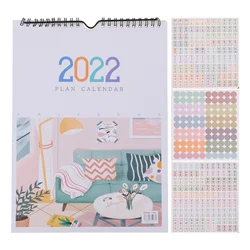 1Pc 2022 Calendrier Calendrier mural Calendrier Mensuel (Couleur Assortie) 