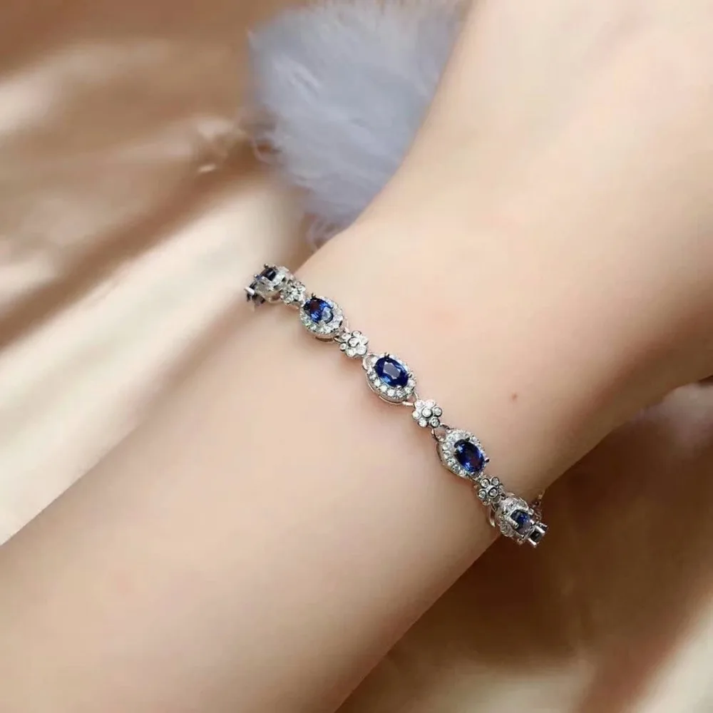 Shilovem 925 серебро Настоящее натуральное сапфировое браслеты изысканные ювелирные модные подарок для женщин подарок cl0305888agl 3*5 мм