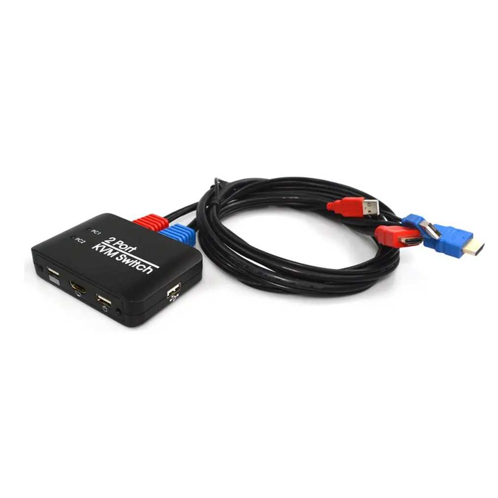 Hdmi Kvm переключатель кнопочный переключатель Usb порт с кабелем для монитора клавиатуры мыши Usb Hdmi ручной переключатель квм