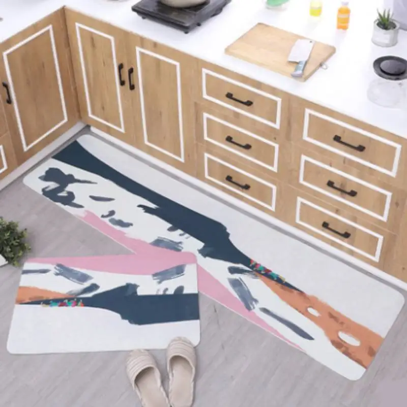 

Nordic Kitchen Floor Mat Rug Long Strip Carpet Waterproof Oil Proof Non-slip Cushion Web Celebrity Household PVC Floor Mat
