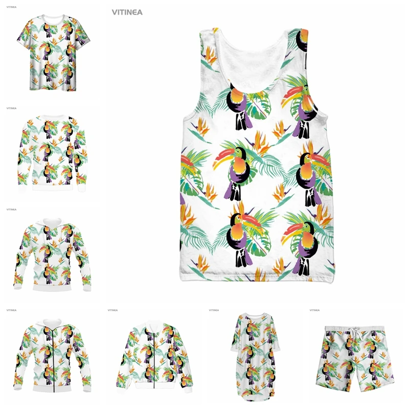 

vitinea New 3D Full Print Parrot and flower T-shirt/Sweatshirt/Zip Hoodies/Thin Jacket/Pants Four Seasons Casual R06