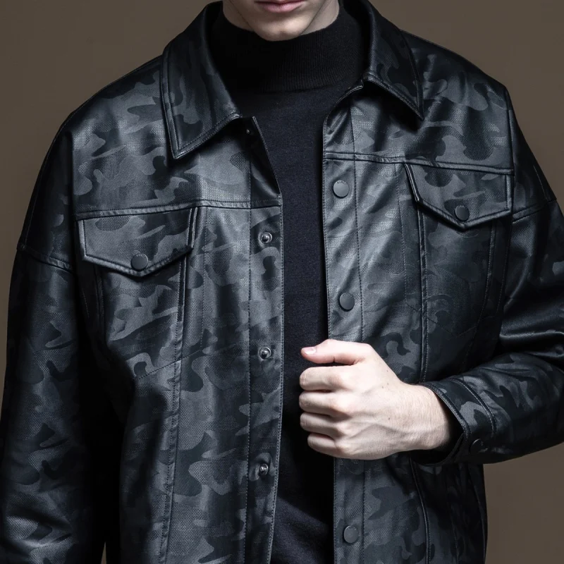 Jaqueta Masculino Топ Лайнер без полиэстера свободные Pinli осень новая мужская куртка из искусственной кожи с отложным воротником влаги B193304220