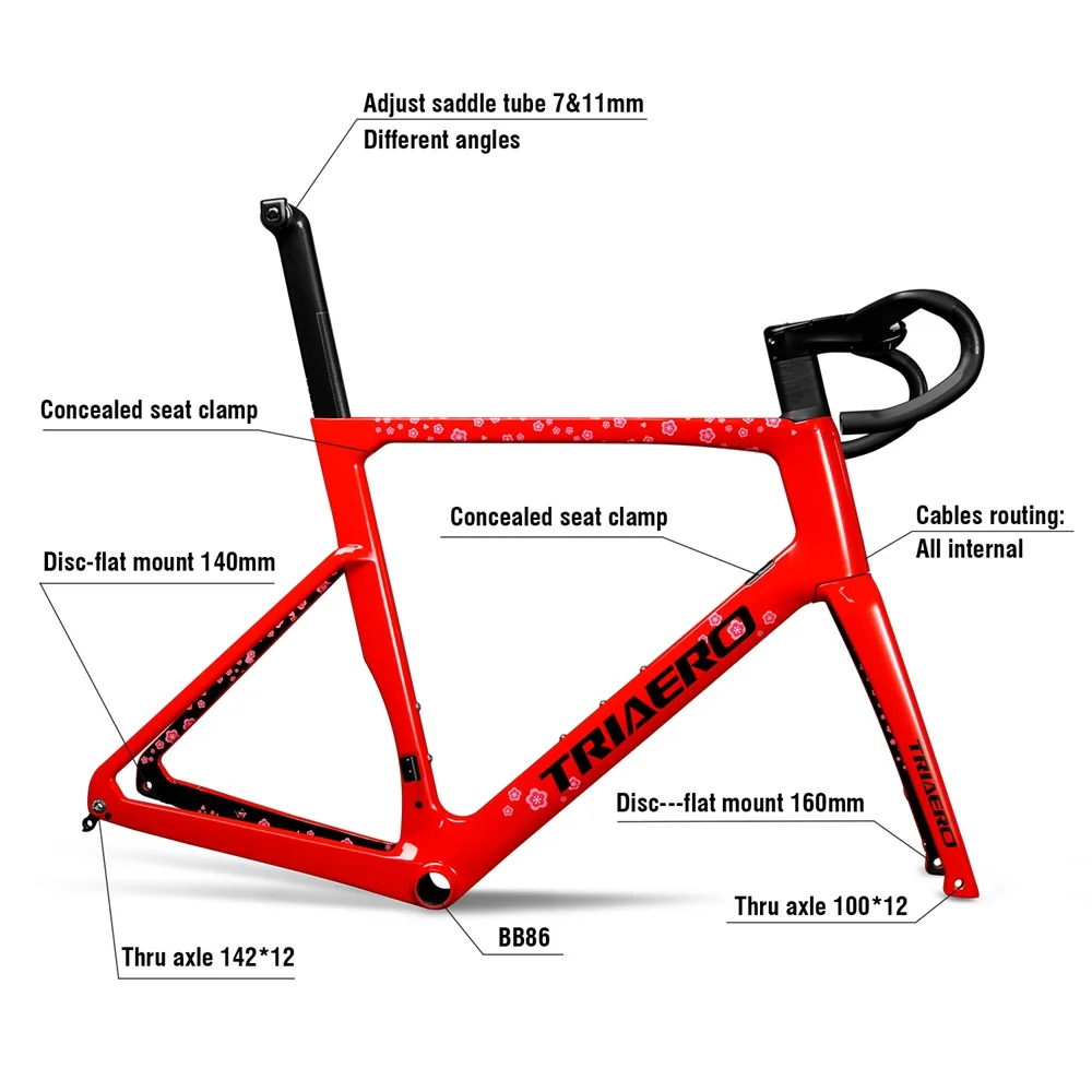 Ican Popular Customize Design Carbon T800 Road Bicycle Frame With BB86