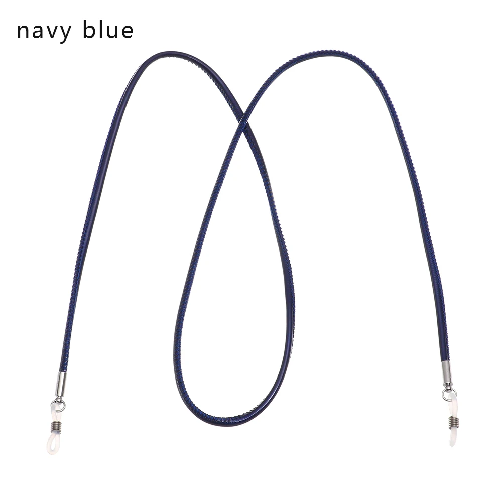 navy blue 1 шт. Новинка унисекс из искусственной кожи Противоскользящий шнурок для очков цепочка для очков Нескользящая веревка для очков держатель шнура спортивные аксессуары - Цвет: navy blue