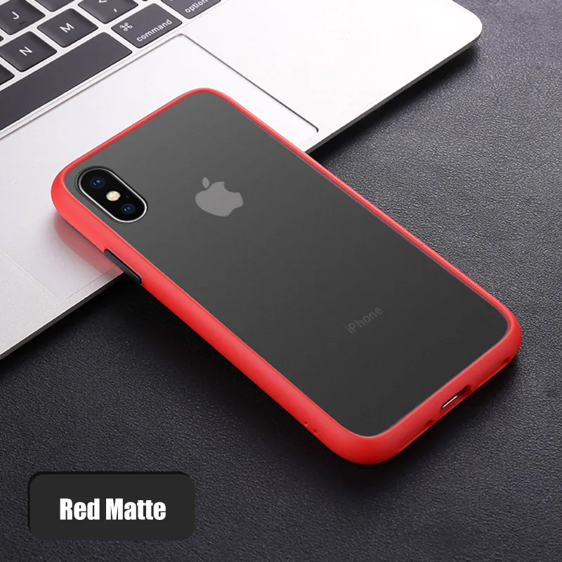 Роскошный Матовый чехол для iPhone 11 Pro X XS Max XR 7 8 противоударный чехол полупрозрачный чехол для iPhone 7 8 6 6S Plus Чехлы Coque Funda - Цвет: Red