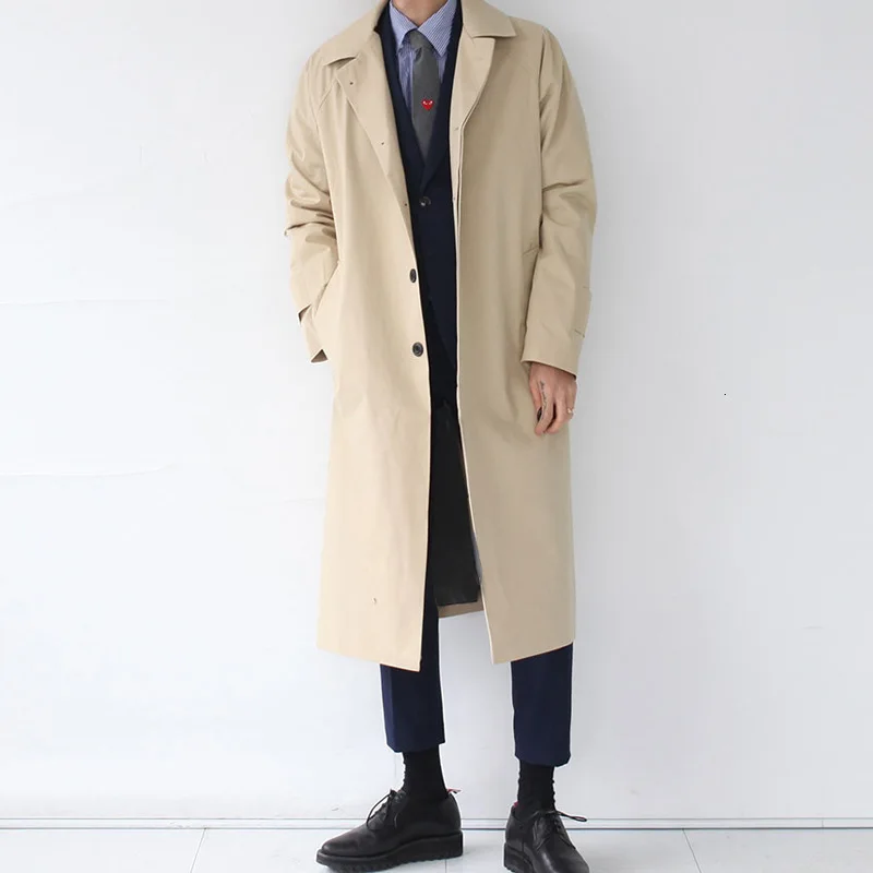 

Japan Style Mens Trench Coat 2019 Fashion Designer Long Windbreaker Autumn Winter Single Breasted Windproof Overcoat Plus Size