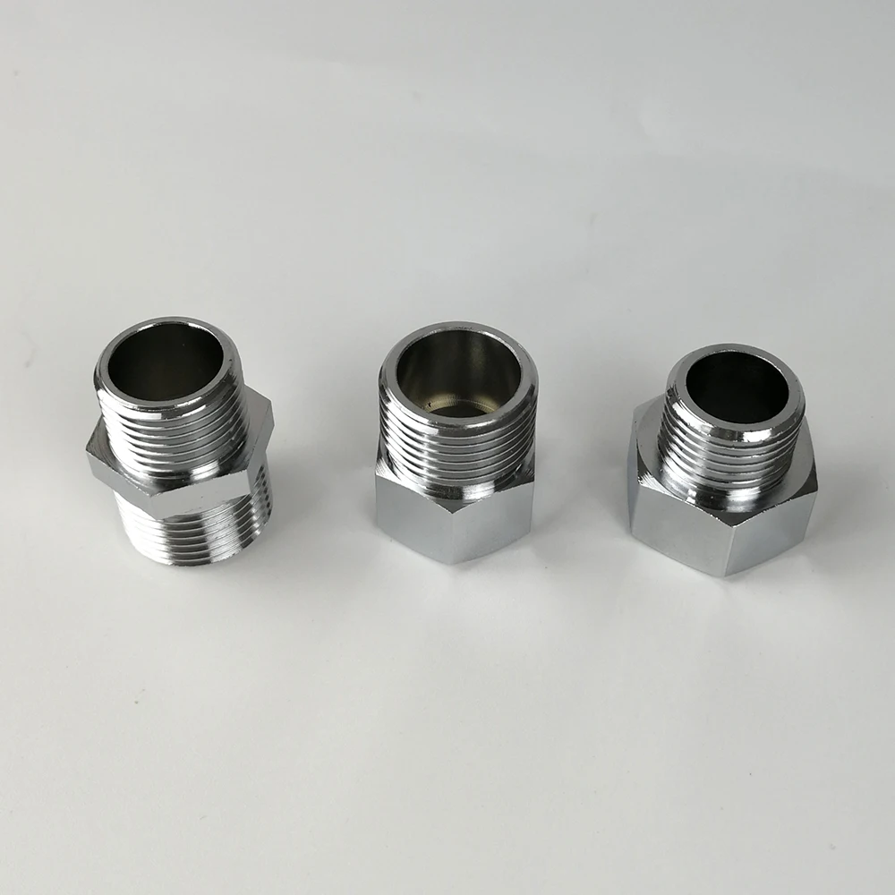 Pipe Fitting Chrome Brass Adapter Pipe Fitting Male Female G1/2 NPT 7/8 USA Bathroom T adapter 1pc