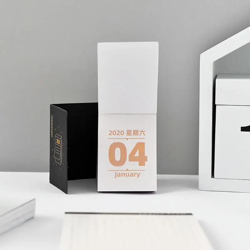 Year Mini Desktop Calendar Sticker Daily DIY Work Office Learning Schedule QX2B