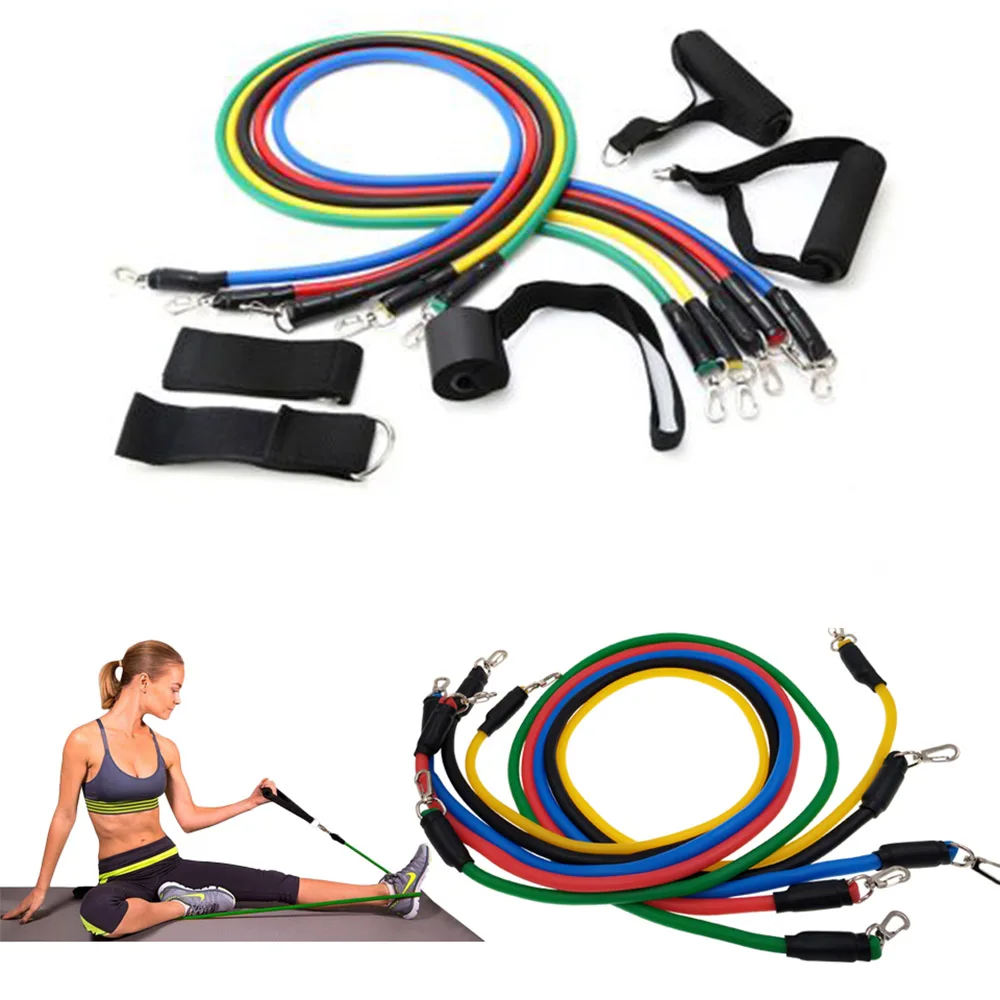 11pcs/set Exercises Resistance Bands Latex Tubes Pedal Expander Fitness