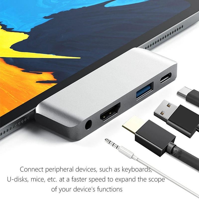 USB C концентратор с 3,5 мм аудио разъемом 4K HDMI 5 Гбит/с USB порт 18 Вт зарядка мульти концентратор для для IPad ноутбука планшета Настольный смартфон
