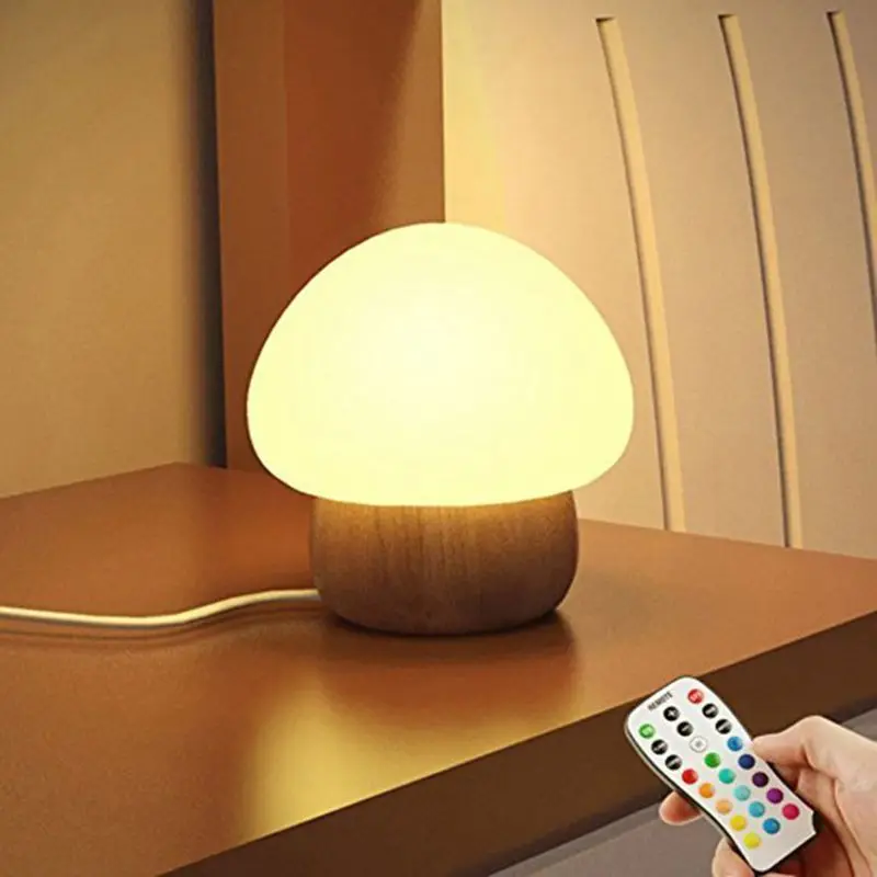 Mushroom Shape Night Light Adjust Brightness 16 Modes Bedside Lamp for Bedroom L69A