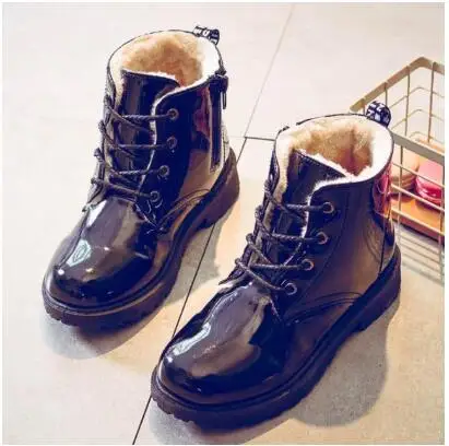 as pictures Hot sale Children Martin Boots PU Leather Waterproof Kids Snow Boots Brand Boys Fashion Girls Sneakers Rubber Boots School - Цвет: as pictures