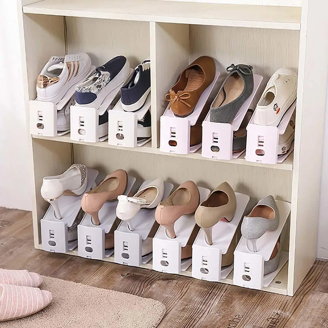 

Creative Household Adjustable Double Floor Shoe Racks Solid Rack Casual Shoes Racks Storage Home Organizer
