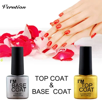 

Verntion Top Coat Bese Coat Nail Polish Gel Manicure Varnish Nail Art Soak Long-lasting Lacquer Gel Primer Semi Permanent Nail