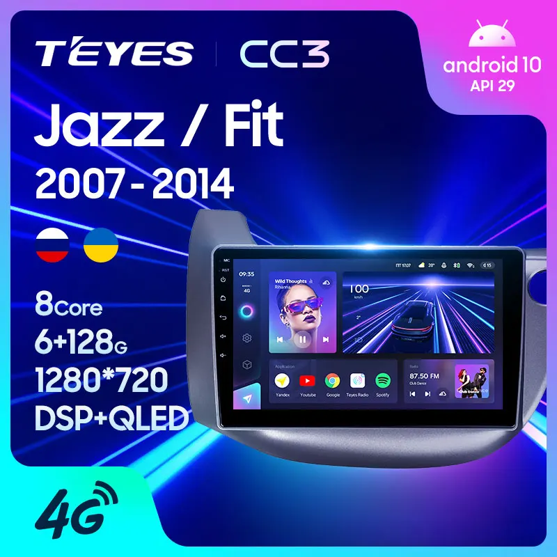 TEYES CC3 Штатная магнитола For Хонда Джазз GG Фит GE GP Honda Jazz 2008 2014 Fit 2007 Right hand driver до 8 ЯДЕР