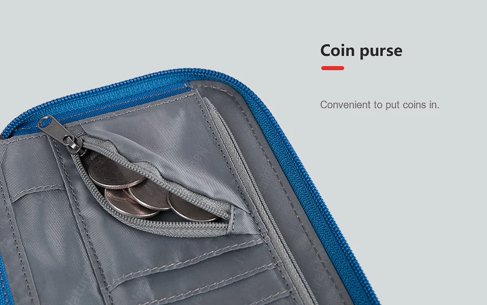Naturehike RFID Travel Wallet Ultralight Portable Travel Bag Waterproof For Documents Credit Cards Multi Functional NH18X020-B