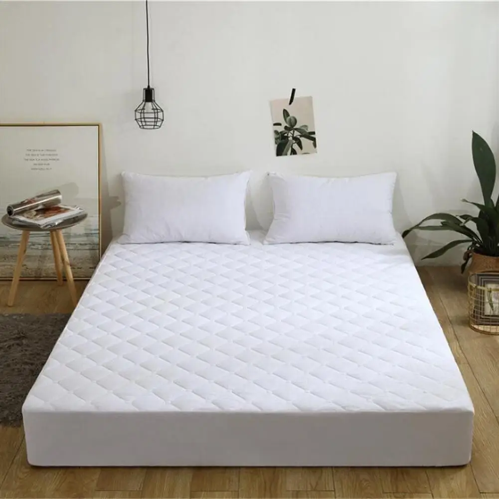 Waterproof Bedspread Cotton Quilted Bed Cover Solid Color Cotton Isolation Soft Protection Bed Cover Mattress Pad Bed Coverlet