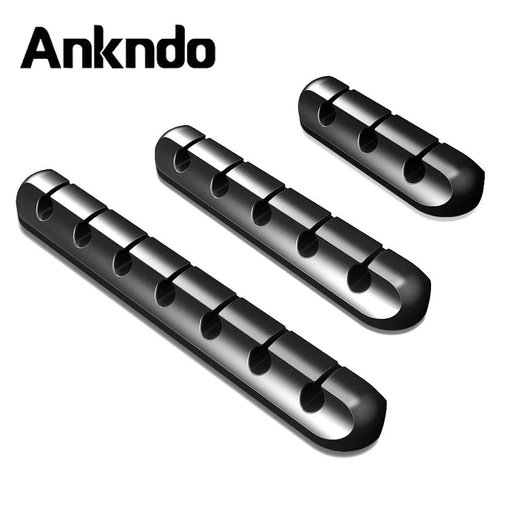 

ANKNDO 7 5 3 Holes Cable Winder Finisher USB Cable Organizer Data Wire Fixing Clips Desk Cable management Charging Cable Holder