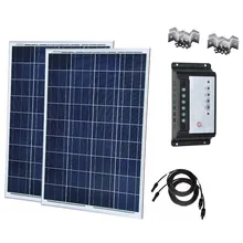 Solar Panel Set 200w Solar Module 100w 12v 2 Pcs PWM Battery Controller 12v/24v 20A Caravan Car Camping RV Motorhomes Light LED pwm type 48v 20a smart solar controller for solar cctv system solar road light battery emergency exit light charging control