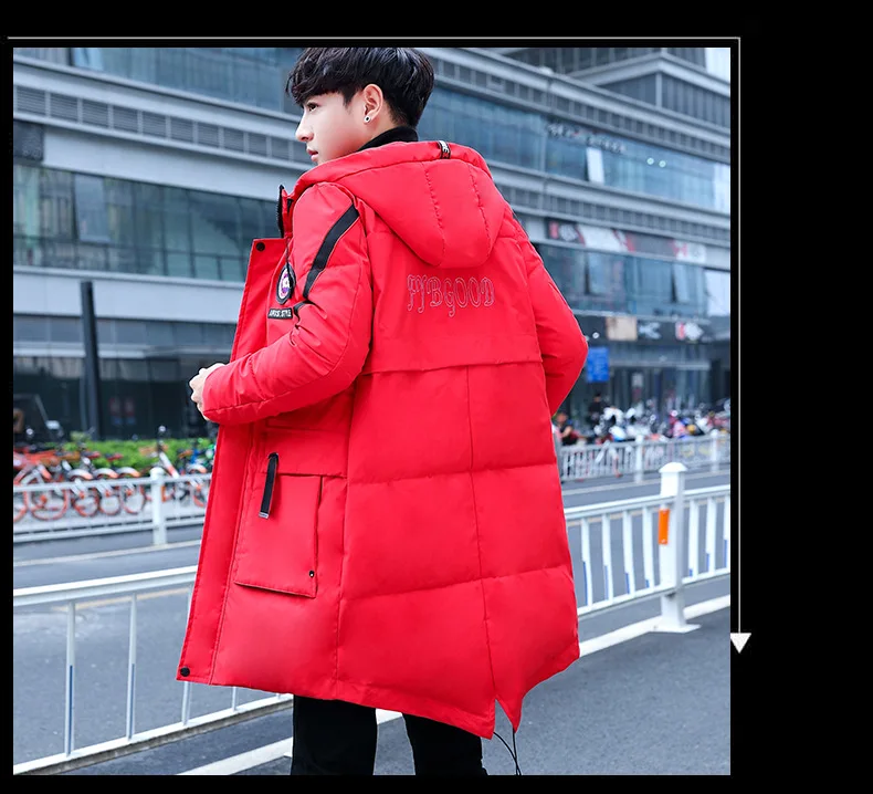 Men Winter Coat New Style Mid-length Cotton-padded Clothes Trend Handsome down Jacket Cotton-padded Clothes Autumn And Winter Th