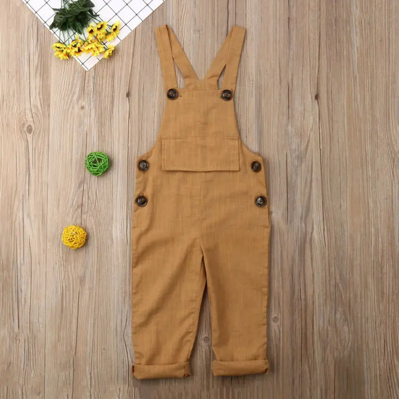 Imcute/Одежда для маленьких мальчиков и девочек; детский льняной комбинезон; брюки на подтяжках; модные комбинезоны; брюки одноцветные; детская одежда