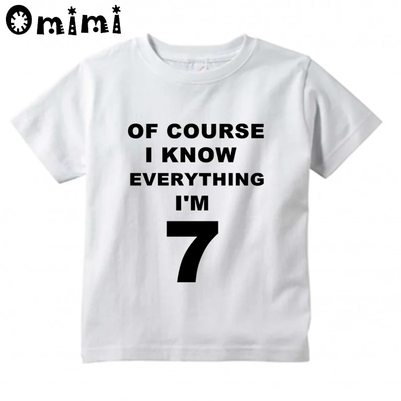 BAL639G Детская футболка с надписью «I Know Everything I'm 5» для мальчиков и девочек 1-9 лет на день рождения, модные футболки для малышей, забавные детские топы, BAL639 - Цвет: BAL639G